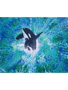 "Orca Leaping" Art Print from my Original Work 11" x 14" Acid Free